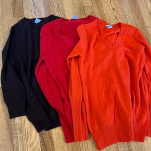 Bundle of 3 J Crew cashmere / wool-cashmere blend sweaters size small.